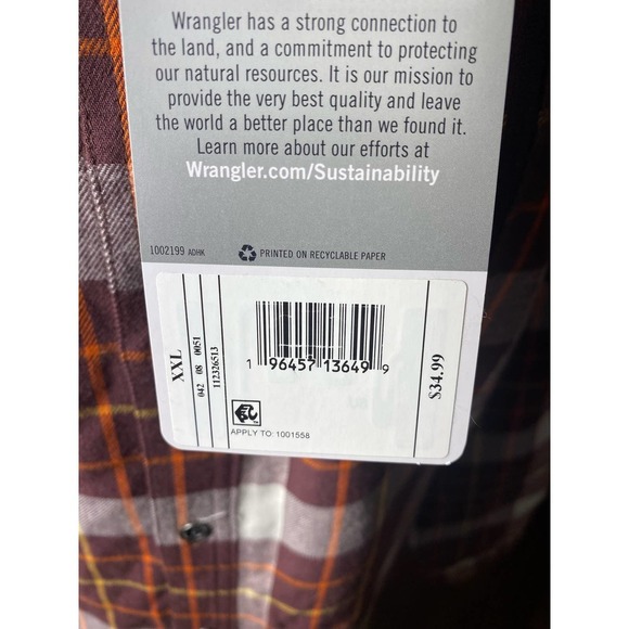 Wrangler Button Down Shirt XXL NWT! - Picture 7 of 8
